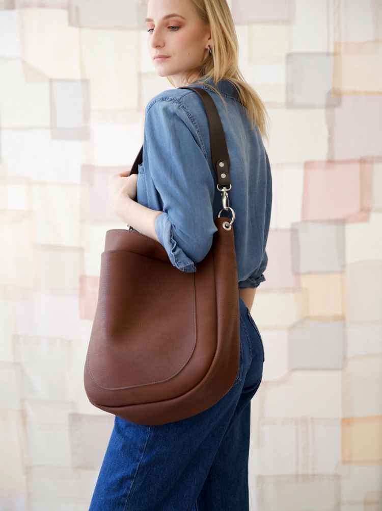 LULU Handbag with Front Pocket - Chocolate - Image 2