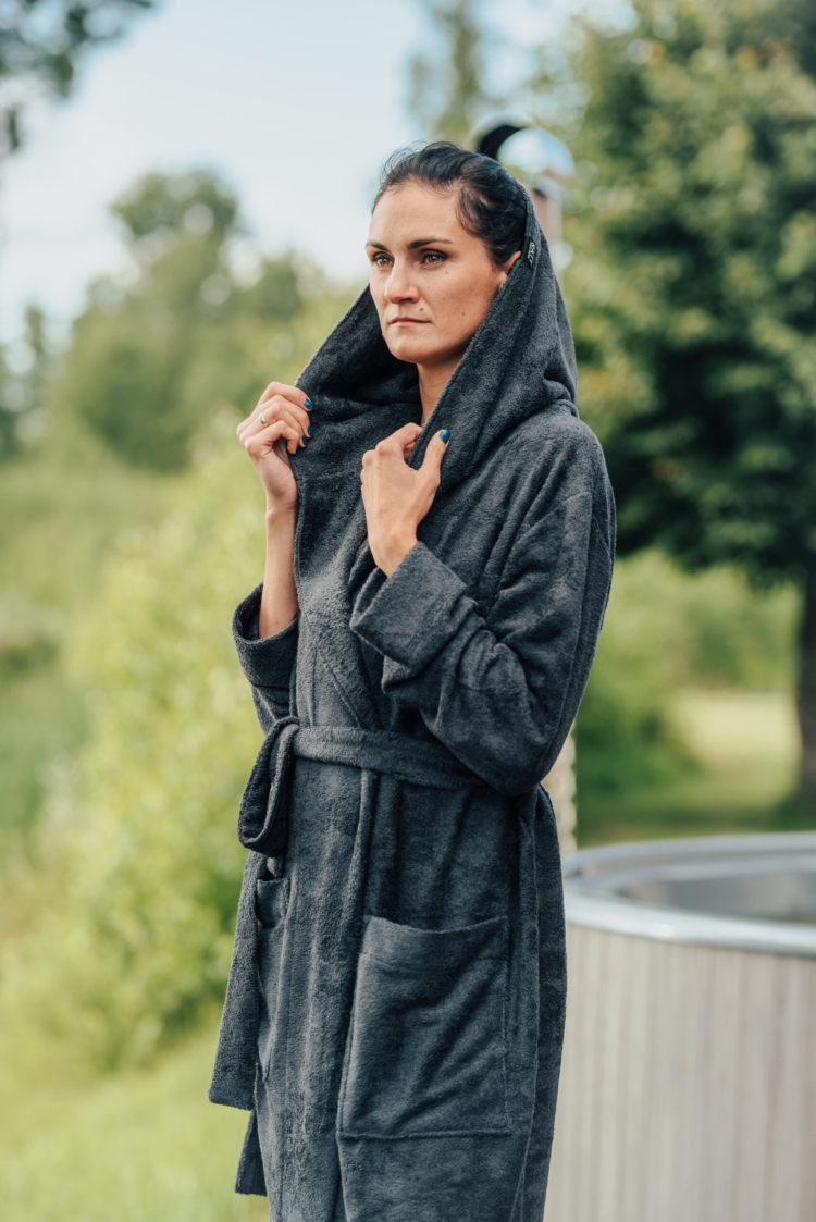 Unisex Hooded Bathrobe - Bamboo Terry - Image 2