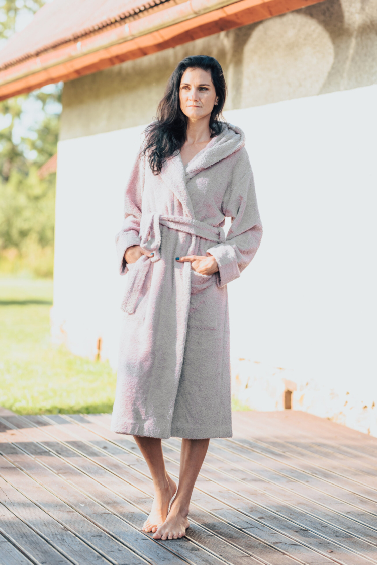 Unisex Hooded Bathrobe - Cotton Terry - Image 3