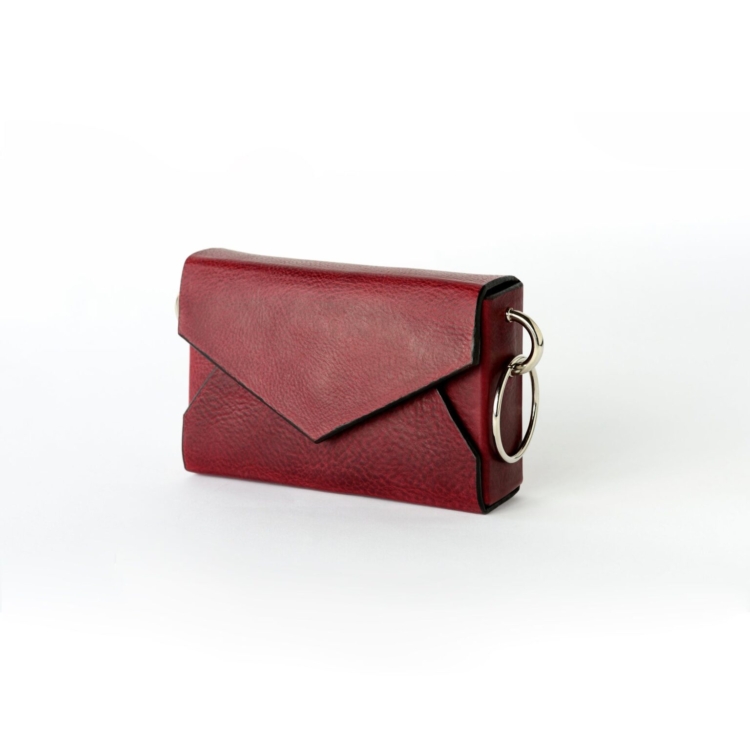 Handmade Leather Envelope Bag - Burgundy - Image 5