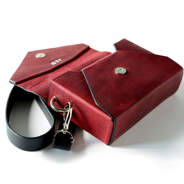 Handmade Leather Envelope Bag - Burgundy - Image 7