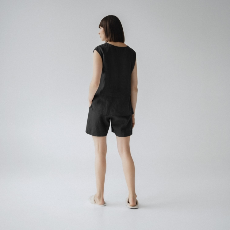 Linen Verbena Pyjama Set - Black - Image 3