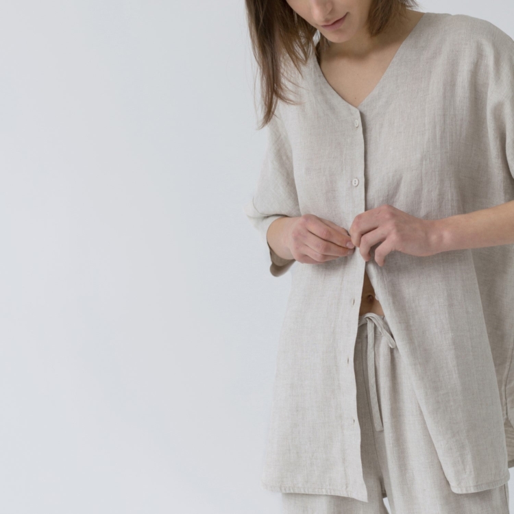 Linen Primrose Loungewear Set - Melange - Image 3