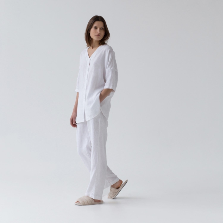 Linen Primrose Loungewear Set - Optical White - Image 2