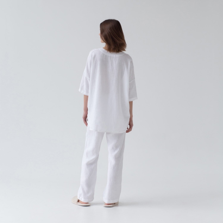 Linen Primrose Loungewear Set - Optical White - Image 3