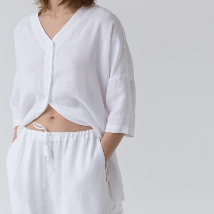 Linen Primrose Loungewear Set - Optical White - Image 5