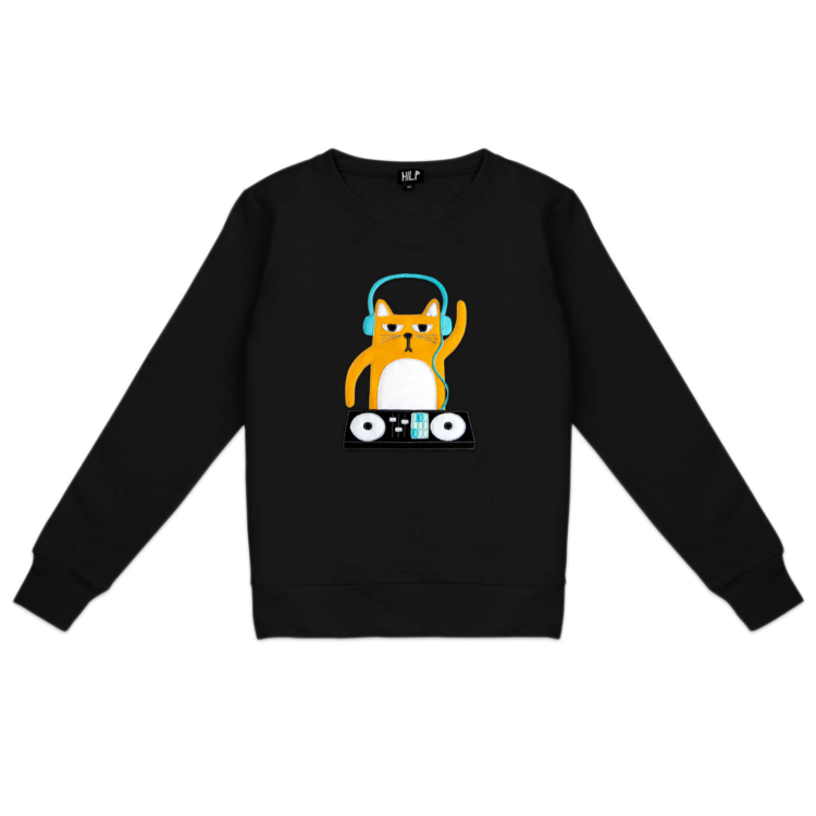 Women’s DJ Cat Sweatshirt - Image 2