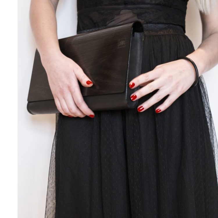 Large Glossy Wood Clutch - Image 6