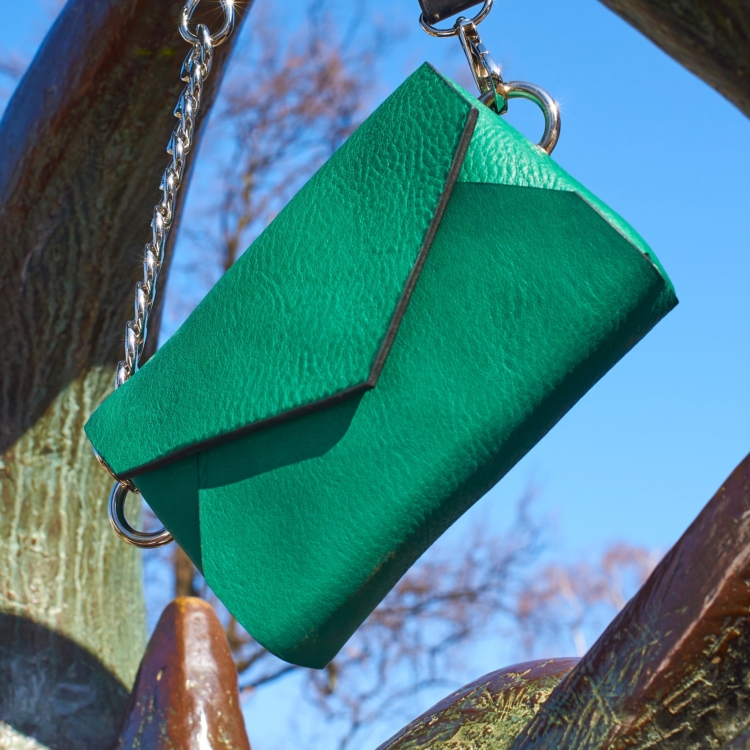 Handmade Leather Envelope Bag - Green - Image 8