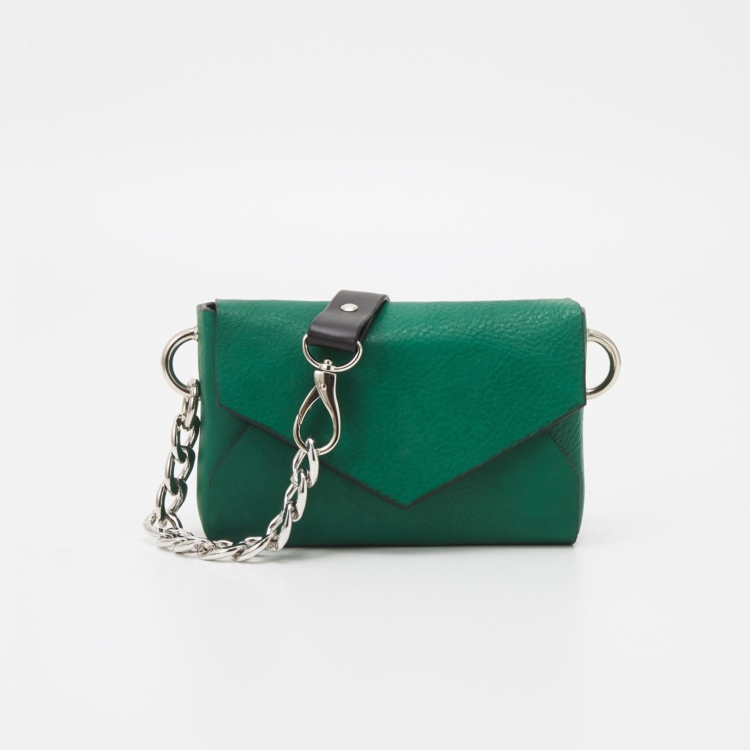 Handmade Leather Envelope Bag - Green - Image 2