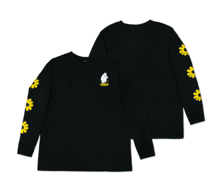 Moomintroll's Flower Longsleeve Shirt With Cuffrib Unisex - Black - Image 3