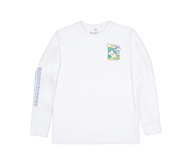 Moomintroll's Adventure Longsleeve Shirt With Cuffrib Unisex - White - Image 3