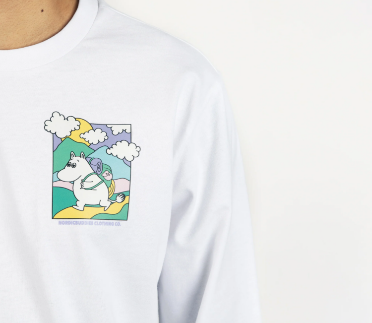 Moomintroll's Adventure Longsleeve Shirt With Cuffrib Unisex - White - Image 2