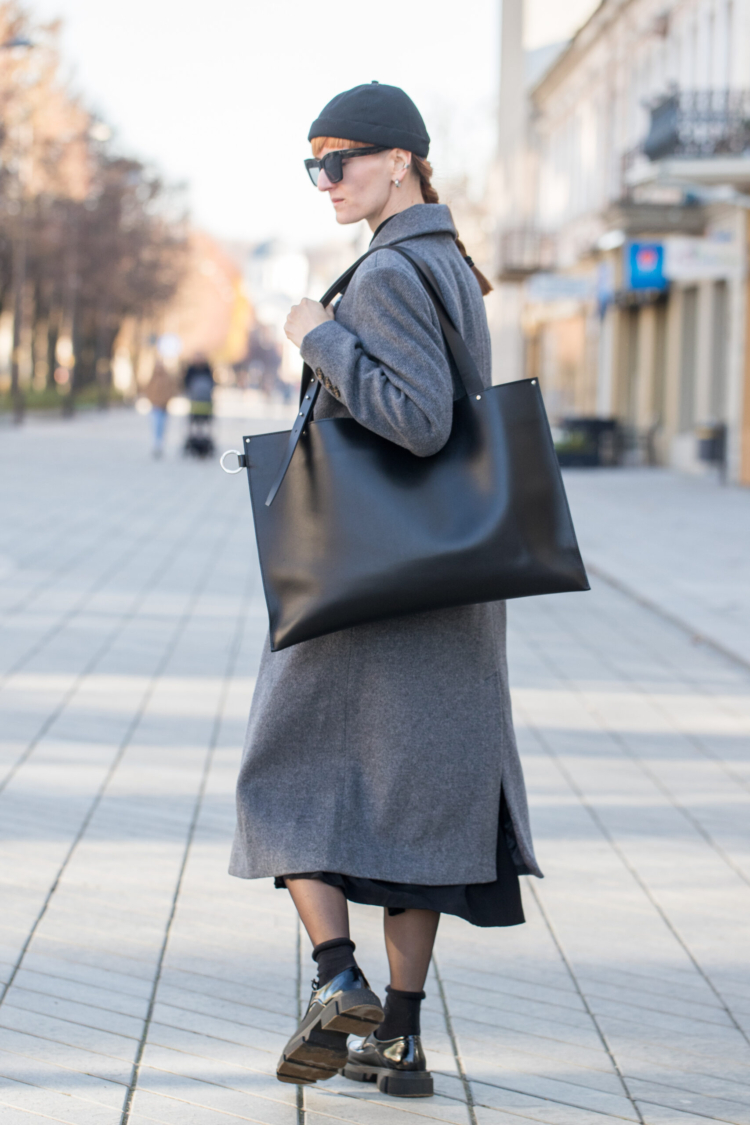 Large Handbag Adele - Genuine Black Leather