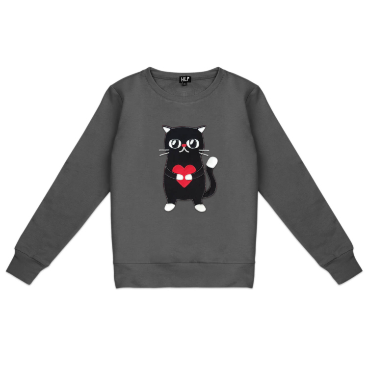 Women’s Heartful Cat Sweatshirt - Image 4