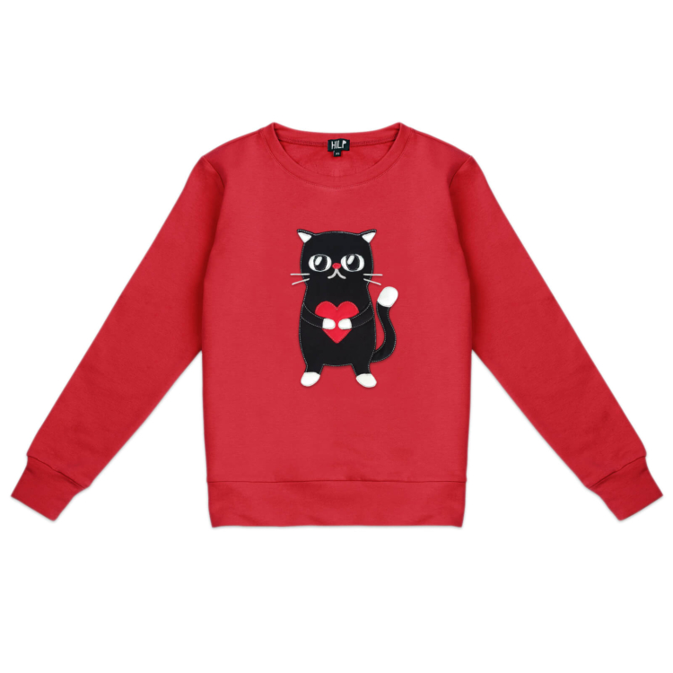 Women’s Heartful Cat Sweatshirt - Image 3