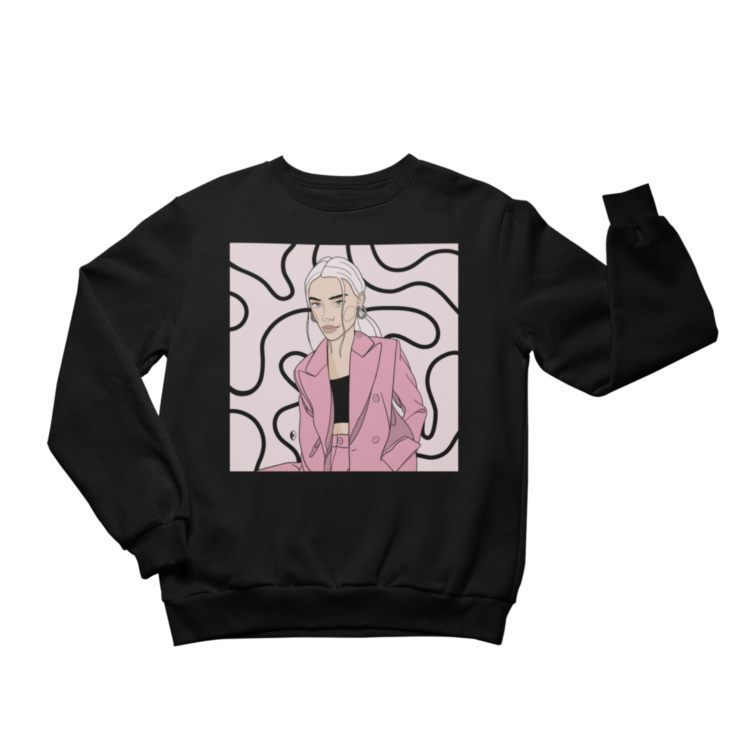 Unisex Crewneck Sweatshirt with Illustration - Hello Sweet Girl - Image 2