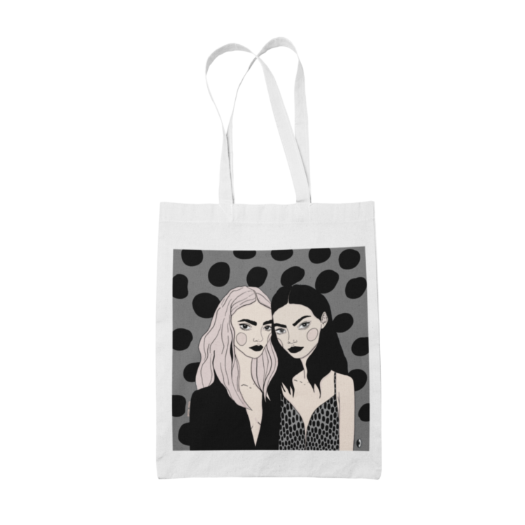 Tote Bag with Illustration - Love Your Sisters