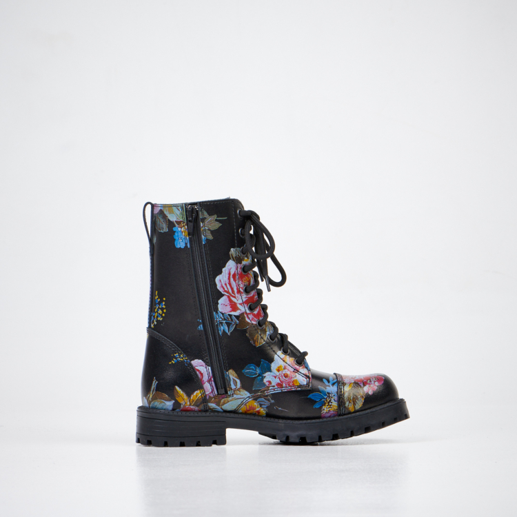 Pink Roses Designed Boots with Zipper - Image 4