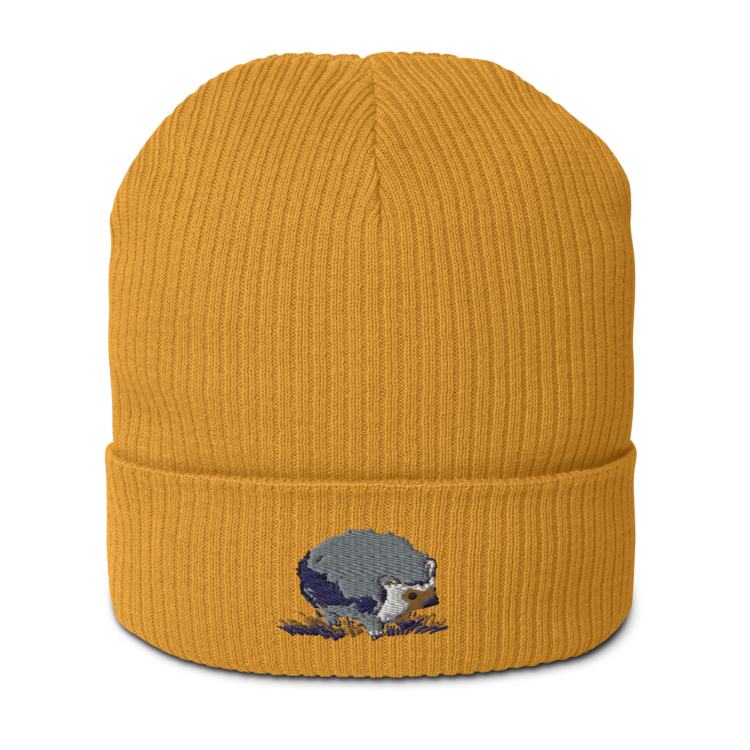 Organic Ribbed Beanie "Hedgehog" Embroidery