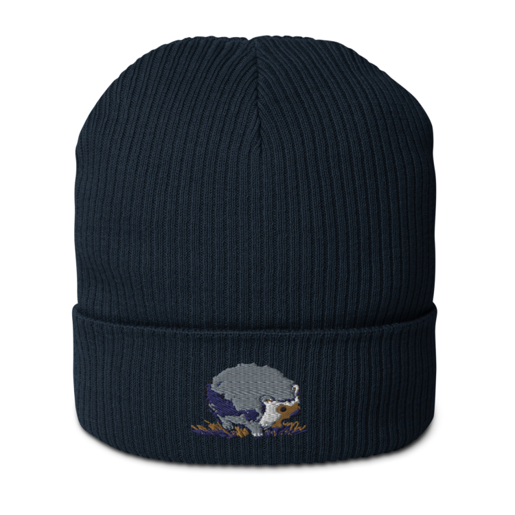 Organic Ribbed Beanie "Hedgehog" Embroidery