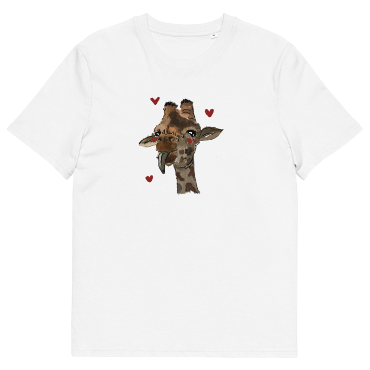 Women`s Organic T-shirt "Giraffe with hearts"