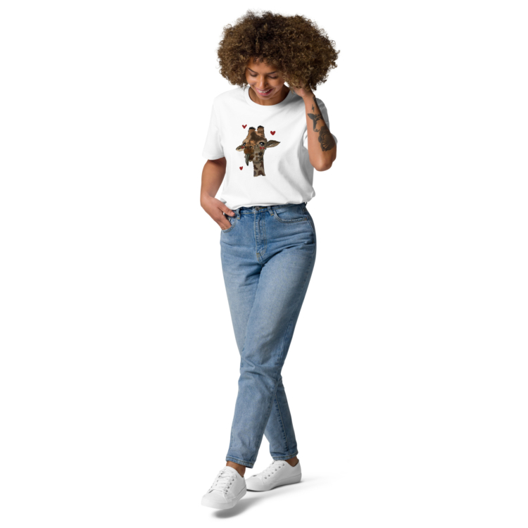 Women`s Organic T-shirt "Giraffe with hearts" - Image 4