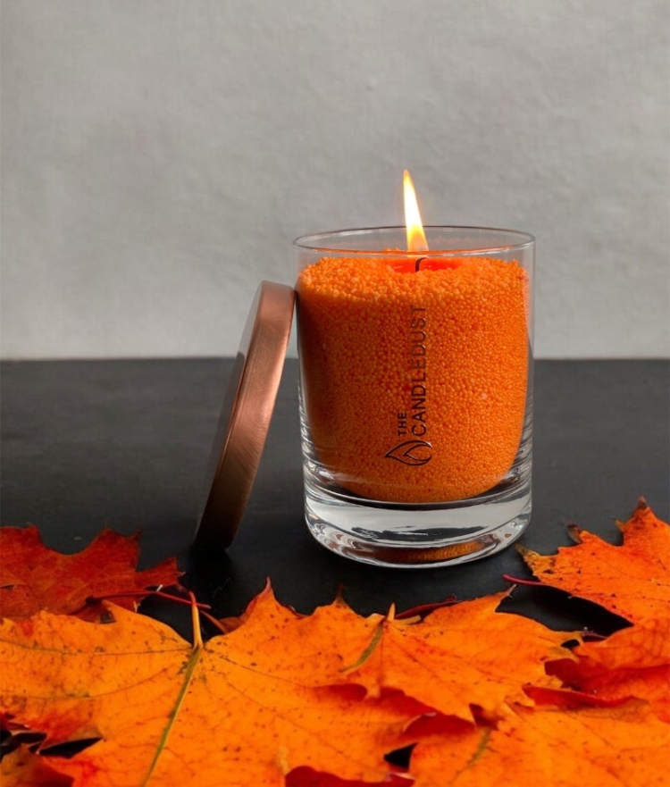 Unscented Powder Candle in Glass - Orange 160g - Image 2