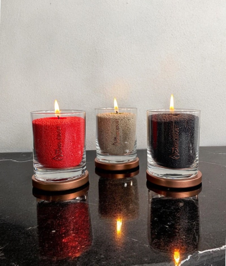 Unscented Powder Candle in Glass - Black 160g - Image 4