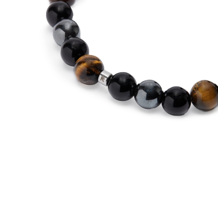 “Triple Protection” Bracelet in Tiger Eye, Hematite and Black Obsidian - Image 3