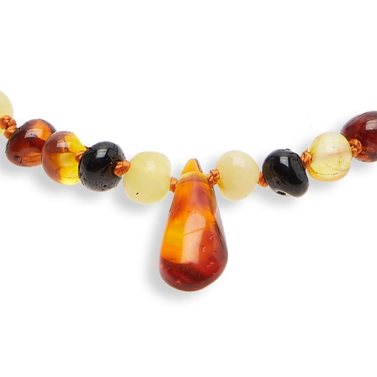 Baby necklace “Shades of the Earth” in Amber of 4 colors with pendant - Image 3