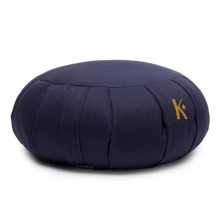 Navy blue round zafu (cotton / buckwheat)