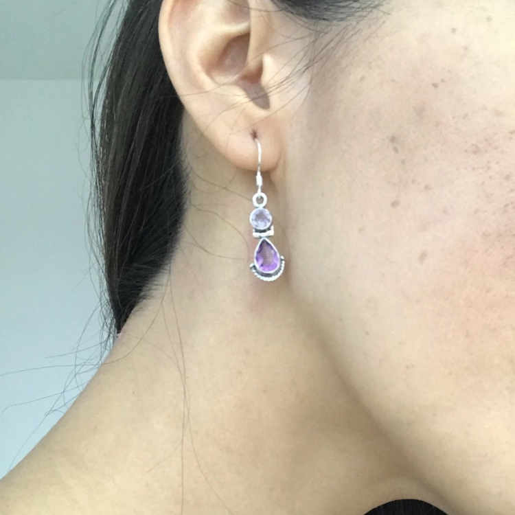 "Venus" Earrings in Amethyst and 925 Silver - Image 2