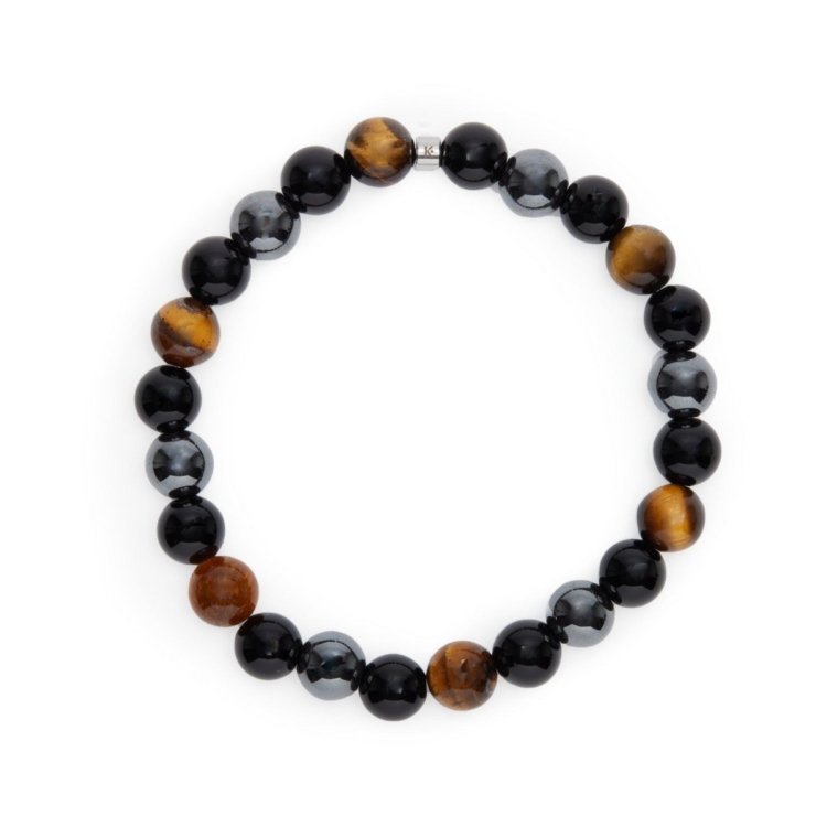 “Triple Protection” Bracelet in Tiger Eye, Hematite and Black Obsidian - Image 2