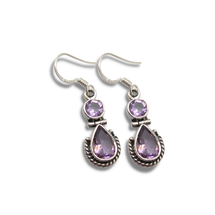 "Venus" Earrings in Amethyst and 925 Silver