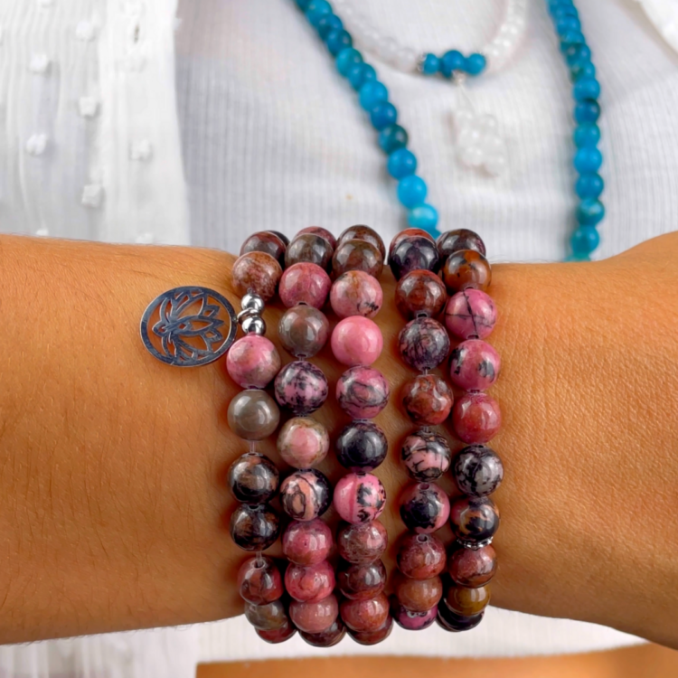 Mala bracelet "Mastery of Emotions" of 108 Rhodonite beads - Image 5