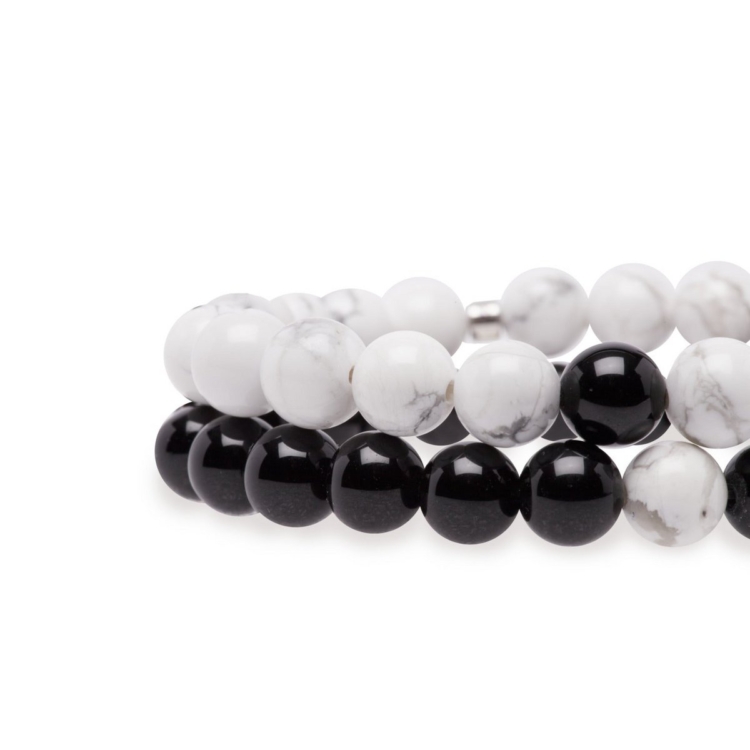 Distance Bracelet in White Howlite and Black Agate - Image 4