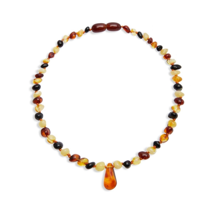 Baby necklace “Shades of the Earth” in Amber of 4 colors with pendant - Image 2