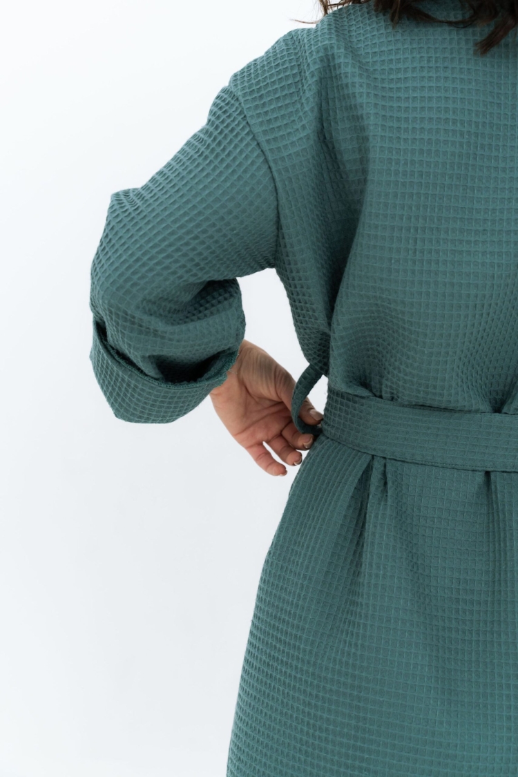 Short Waffle Fabric Robe for Women - Image 7