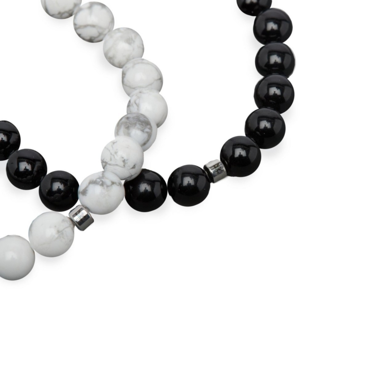 Distance Bracelet in White Howlite and Black Agate - Image 3