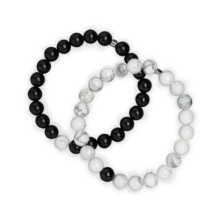 Distance Bracelet in White Howlite and Black Agate - Image 2