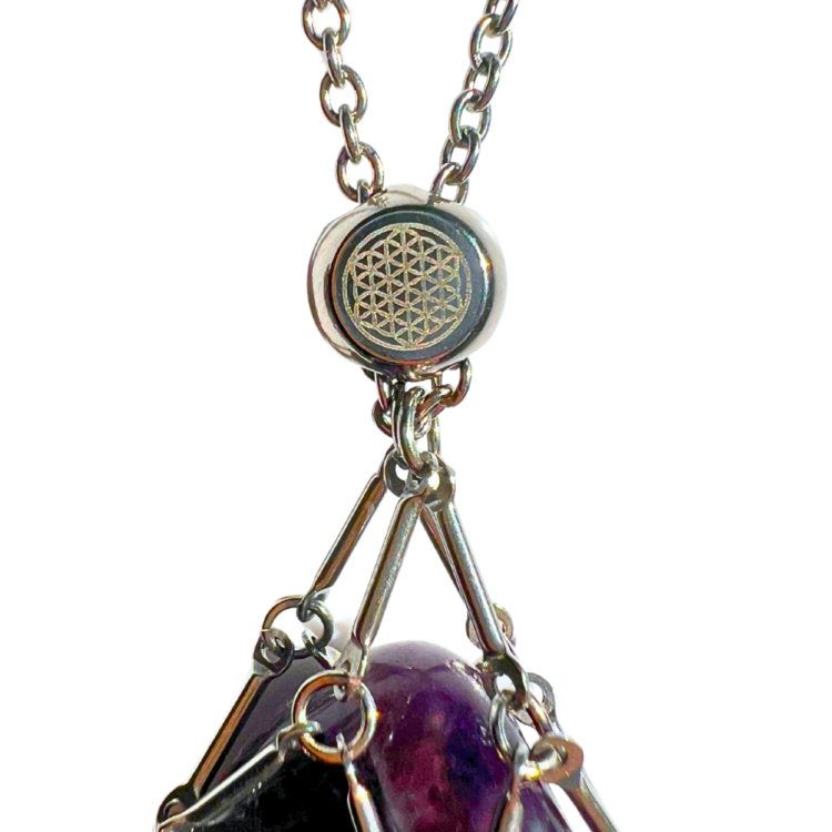 Gemstone Holder Necklace + Free Amethyst Rolled Stone - Image 2