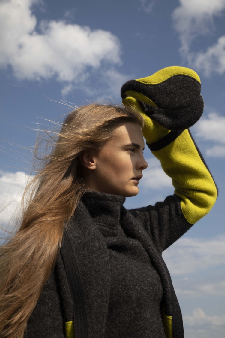 Felted Wool Earmuffs - Dark Grey, Apple Green - Image 3