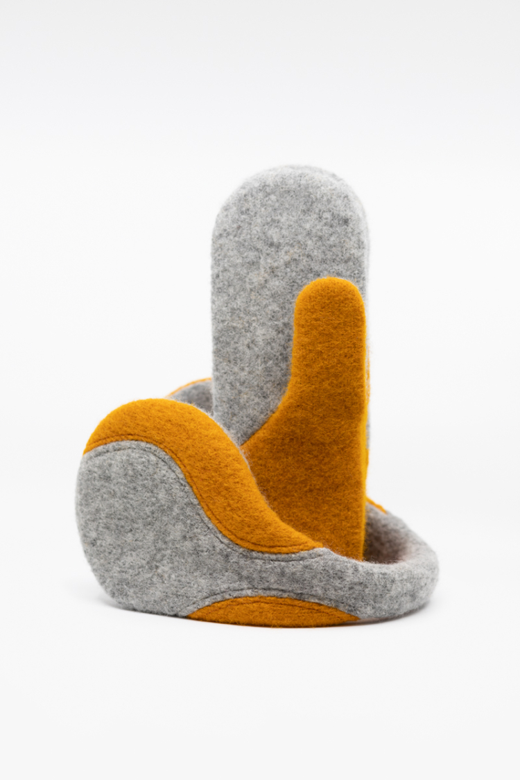 Felted Wool Earmuffs - Light Grey, Curcuma - Image 2