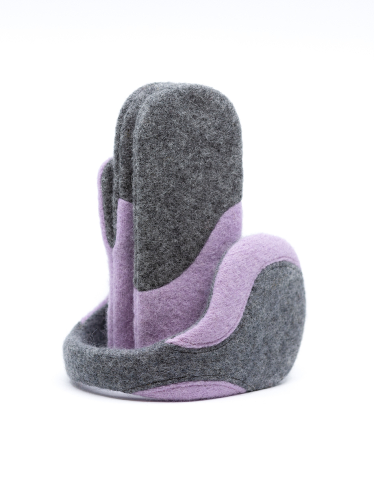 Felted Wool Earmuffs - Medium Grey, Lilac - Image 2