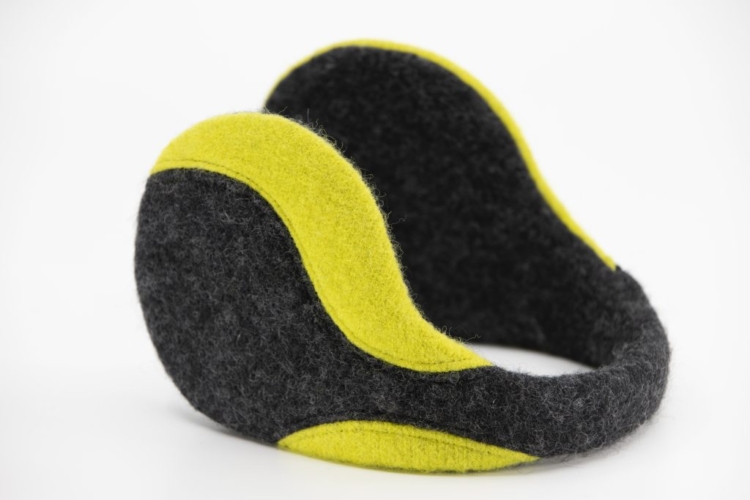 Felted Wool Earmuffs - Dark Grey, Apple Green - Image 2