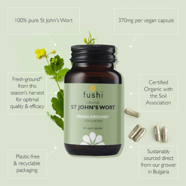 Organic St John's Wort 60 vegan capsules - Image 2