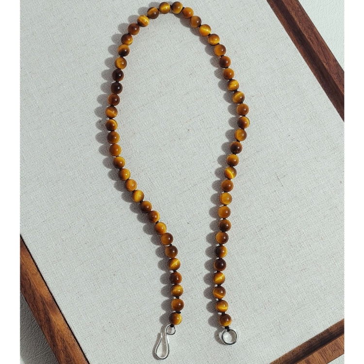 Chic Tiger-Eye Beads Necklace-Silver S Hook - Image 2