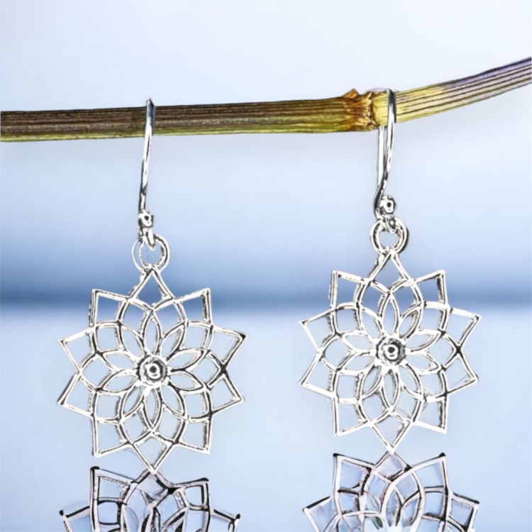 Magical earrings made of 925 sterling silver with mandala motif - Image 5