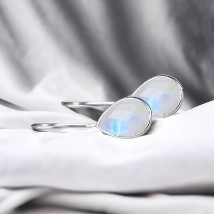 Moonstone Gemstone Earrings - 925 Sterling Silver Jewelry - Image 3